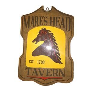 Vintage Made in Japan Mare's Head Tavern Wood Painted Wall Hanging Sign Man Cave